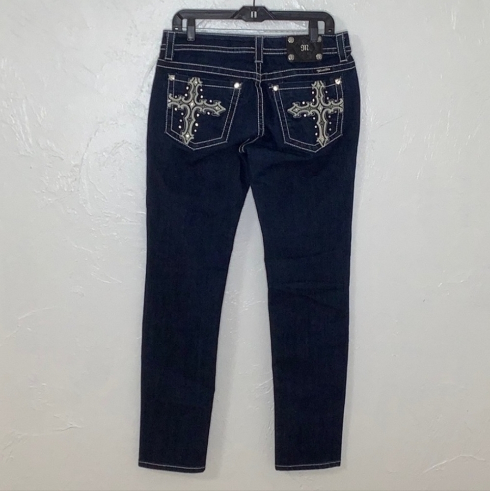 Miss Me leather Crosses crystals and studs embellished skinny jeans size 31 EUC